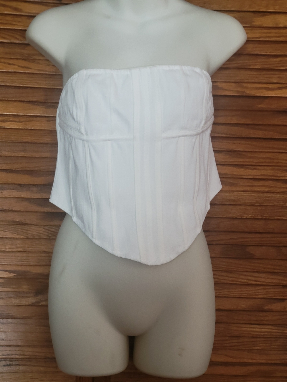 White Fox White Strapless Denim Bustier Top Size‎ Large